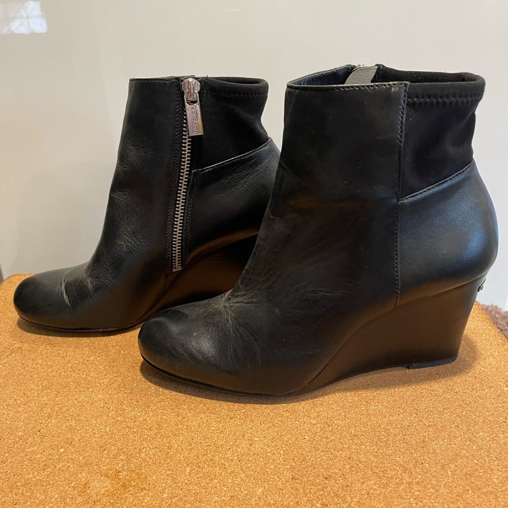 Michael Kors black wedge booties size 6